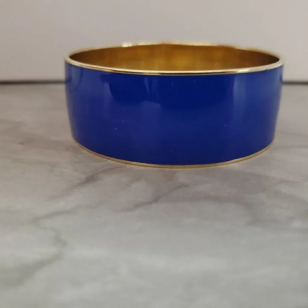💙 Vintage Y2k 00s 2000's J.Crew Dark Blue Thick Wide Bangle 💙 - Picture 3 of 9
